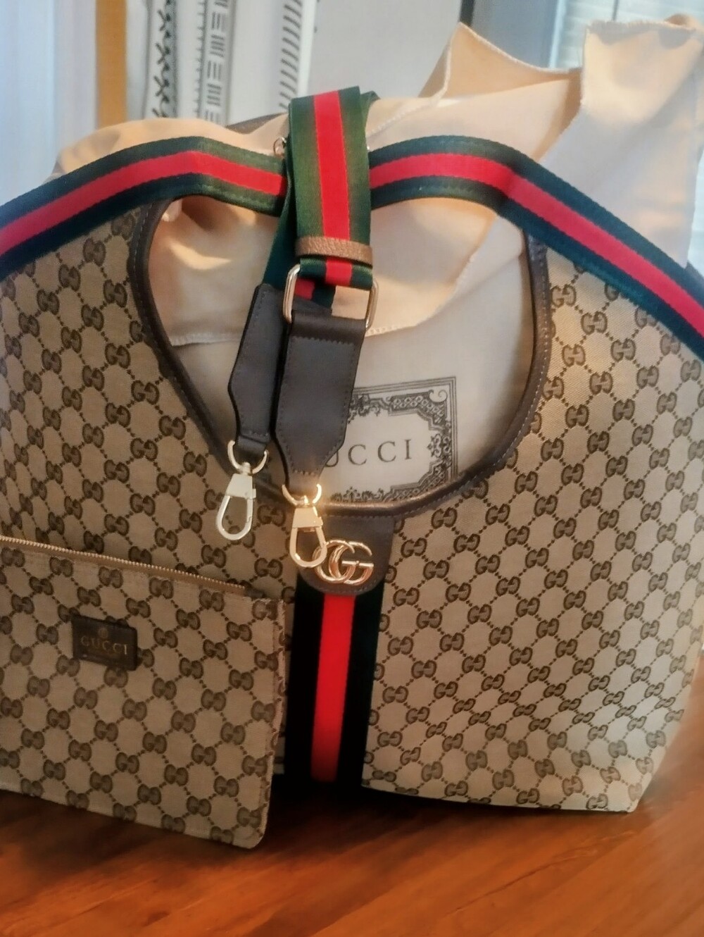 GG Supreme Giglio HoboTote with Web Green/Red Stripe